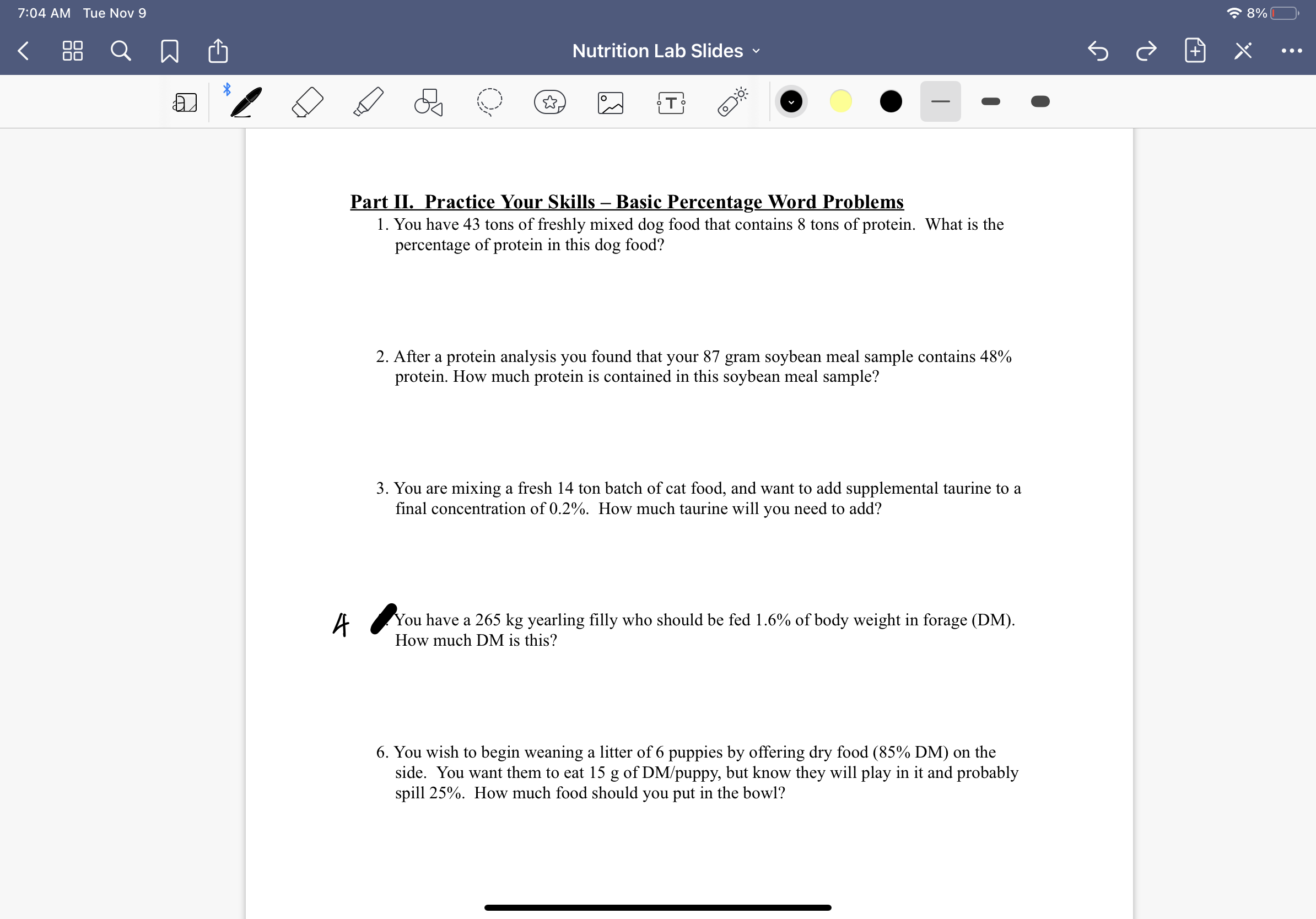 ' 7:04 AM Tue Nov 9 8% < 88 Q n D Nutrition Lab