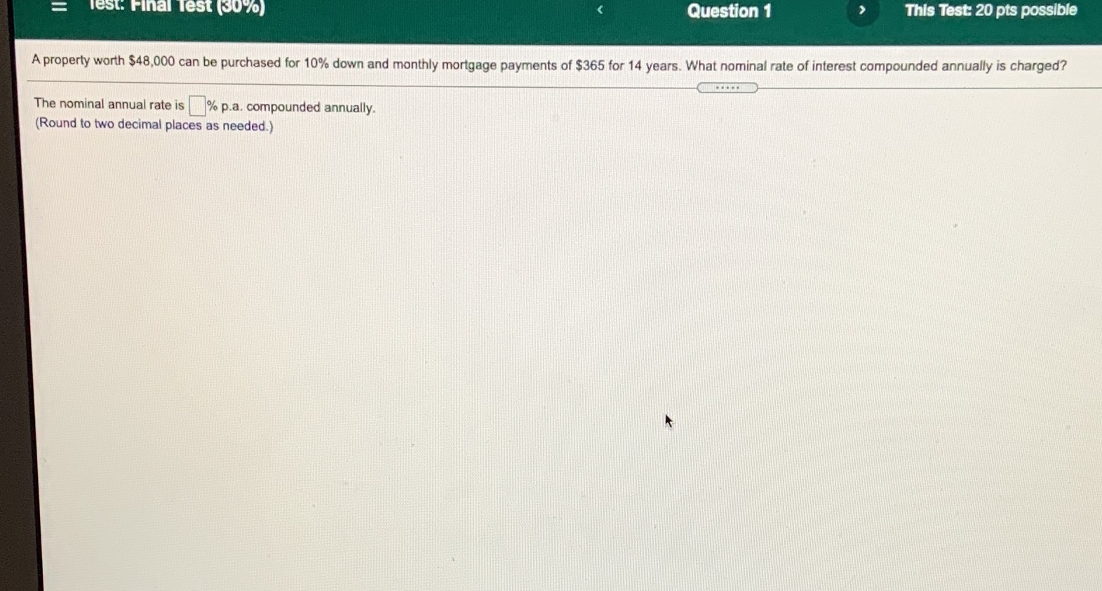 I need this back by 9:55 please Test: Final Test