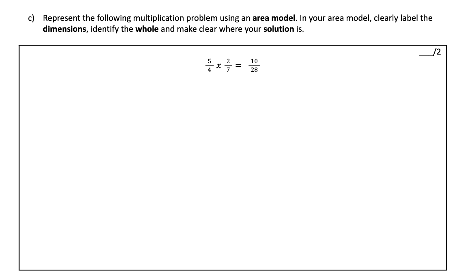 c) Represent the following multiplication problem