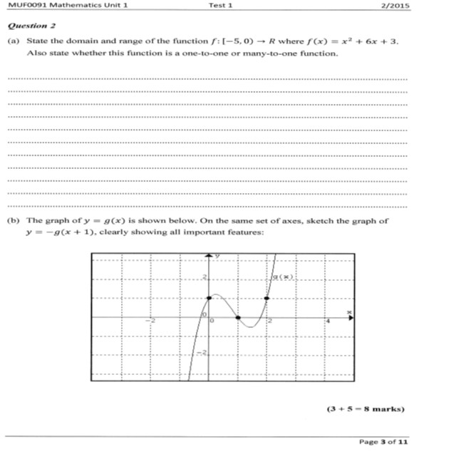 MUFO091 Mathematics Unit 1 Test 1 2/2015 Question
