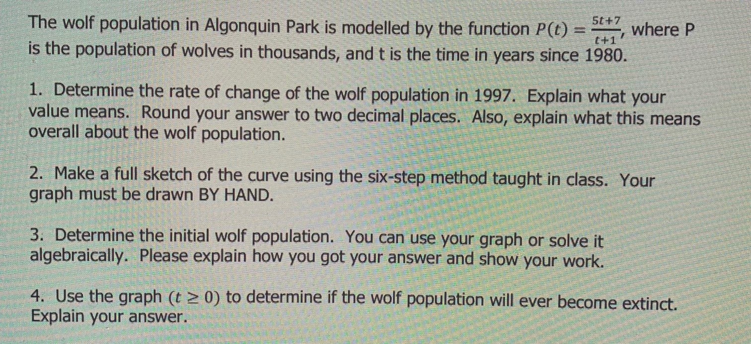 The wolf population in Algonquin Park is modelled