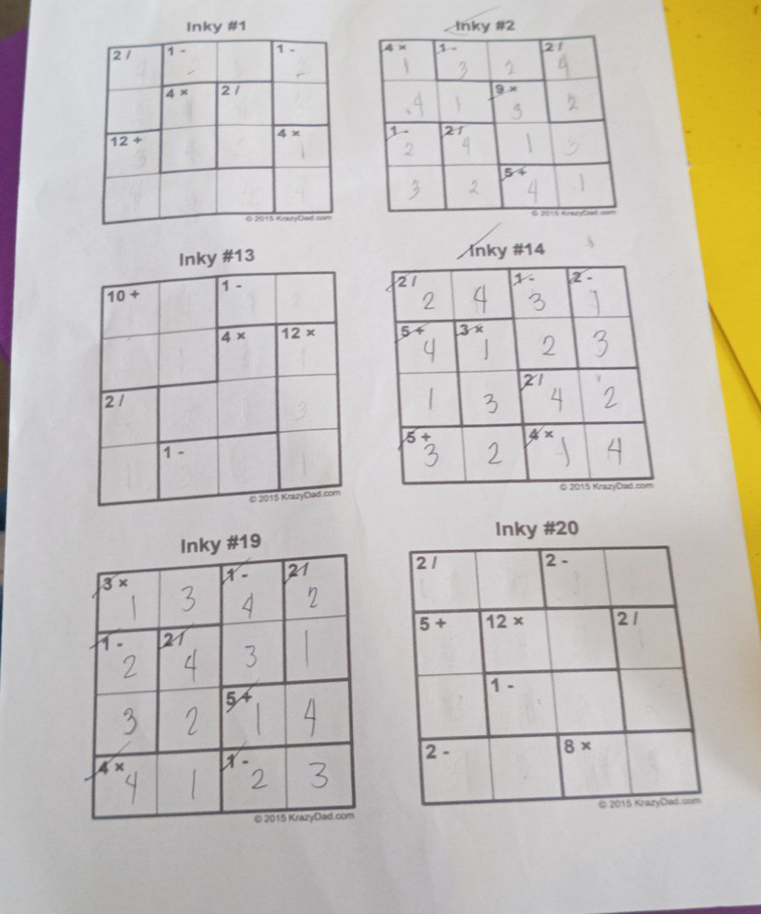 Inky #1 2 Inky #2 21 4 x 2 9 x 12+ 2 21 2 54 2