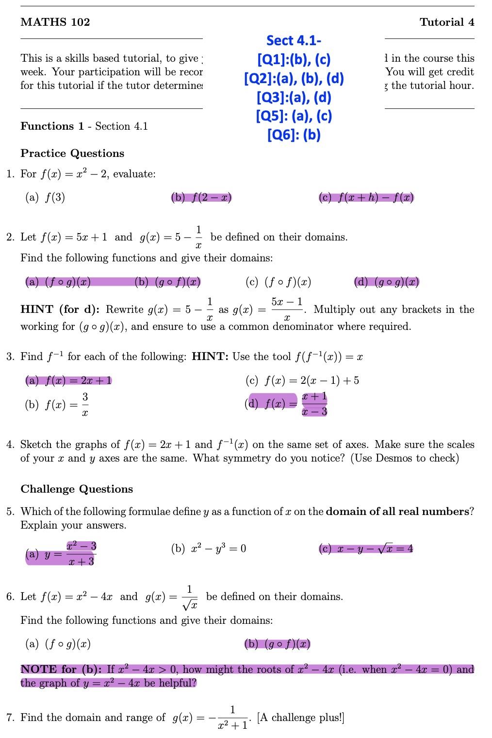 MATHS 102 Tutorial 4 Sect 4.1- This is a skills