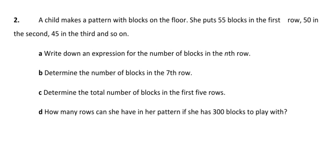 arithmatical sequences 2. A child makes a pattern