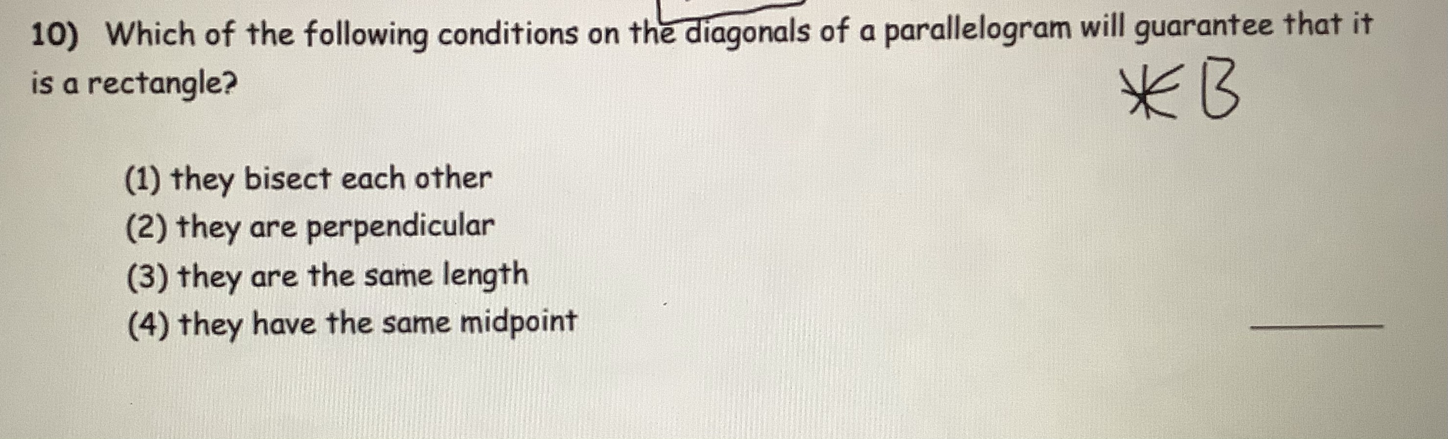 Which of the following conditions on the