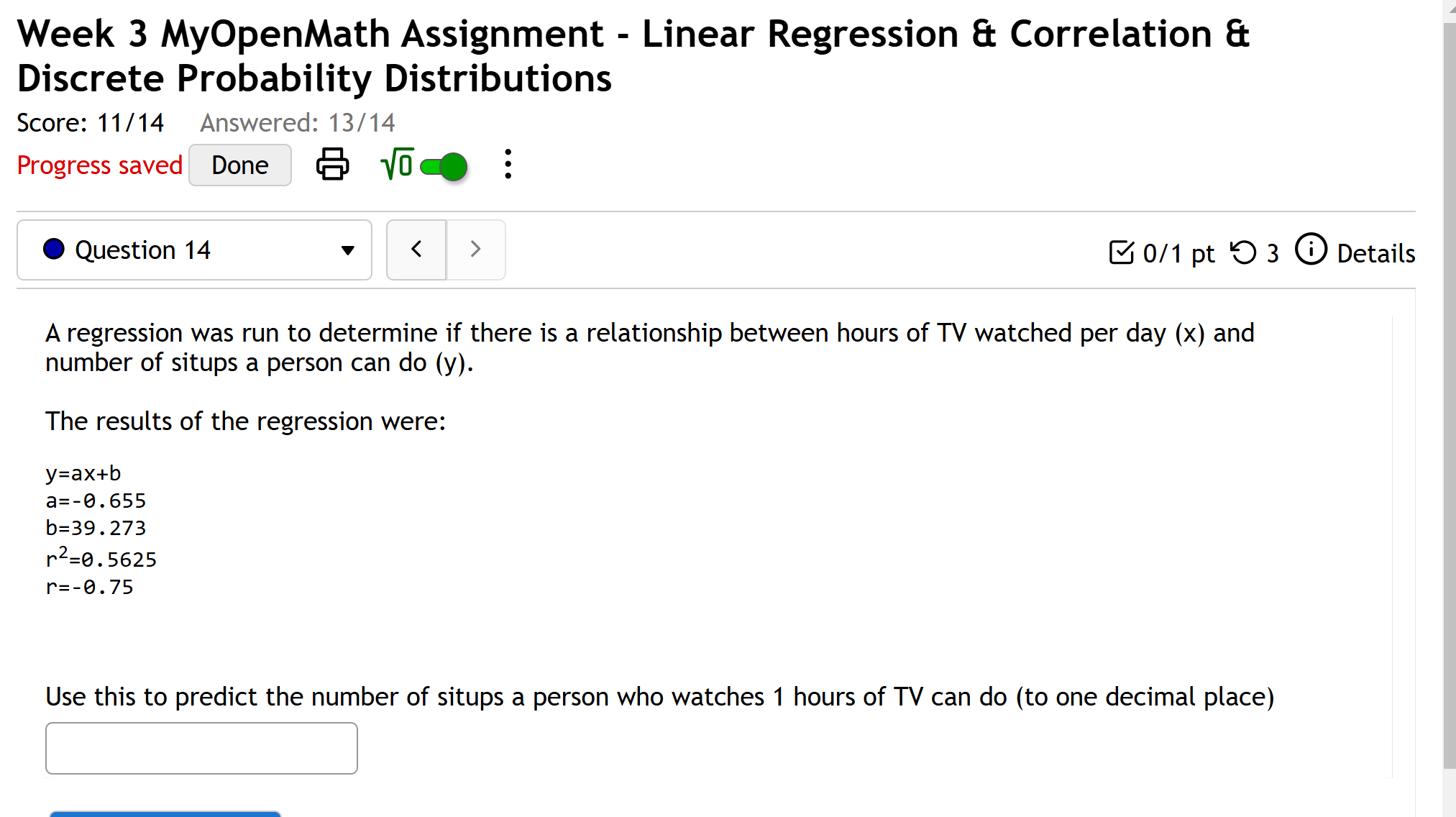 ? Week 3 MyOpenMath Assignment - Linear