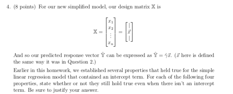 4. (8 points) For our new simplified model, our