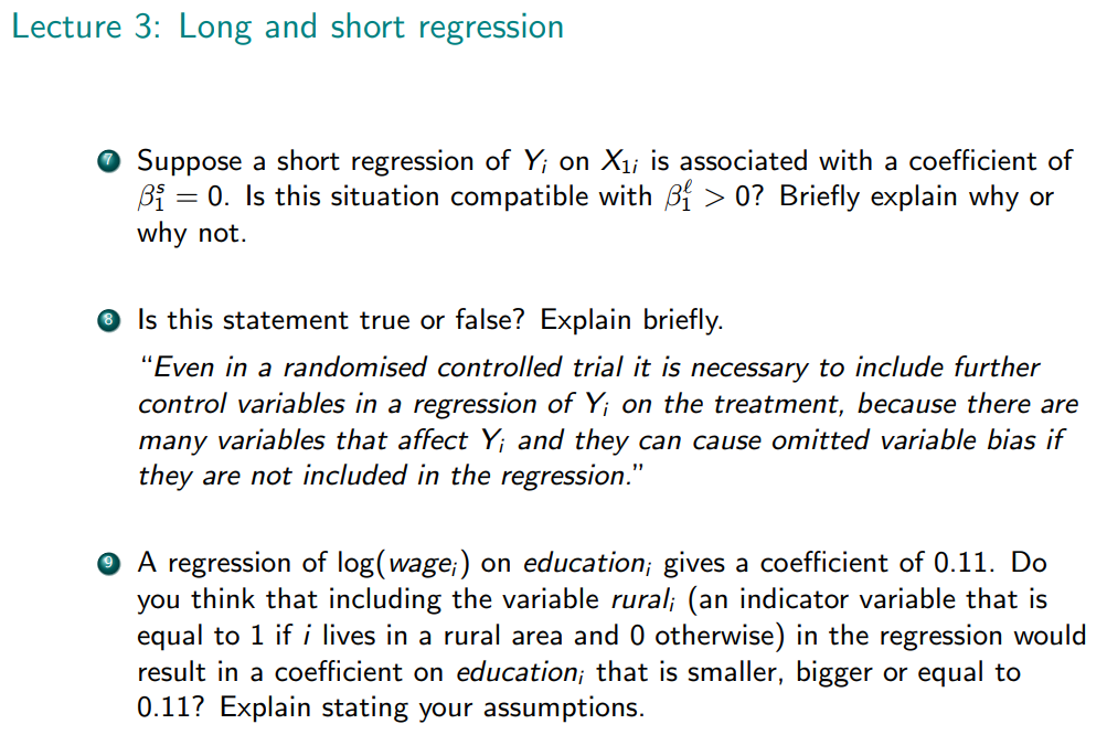 Lecture 2: Causality, experiments and regression