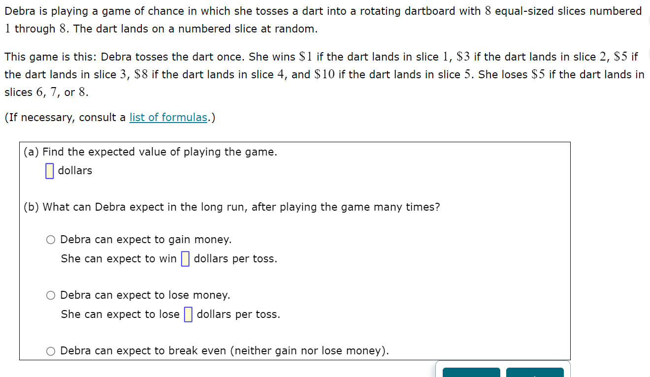 a) Find the expected value of playing the game.