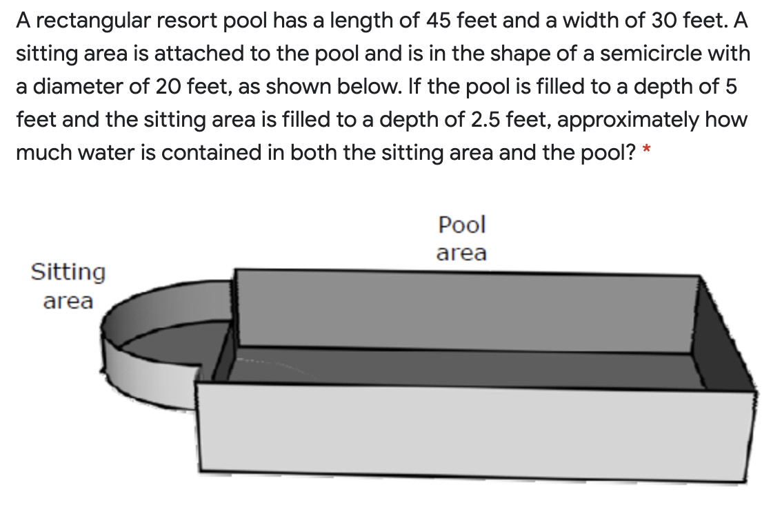 He A rectangular resort pool has a length of 45