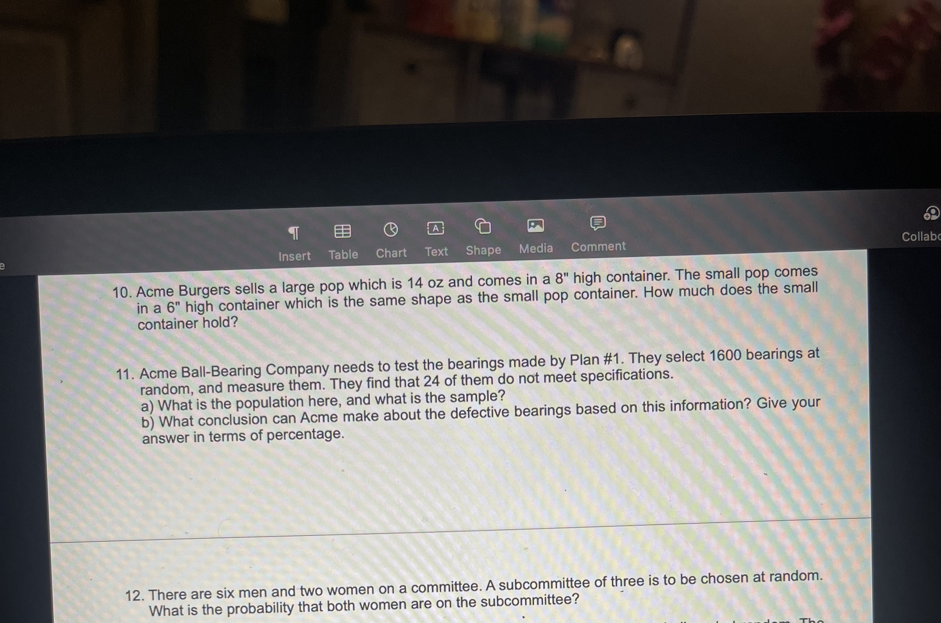 at a 9:; insert Chart Text which is 14 oz and