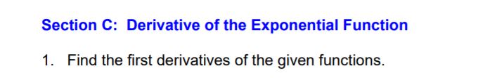 Section C: Derivative of the Exponential Function