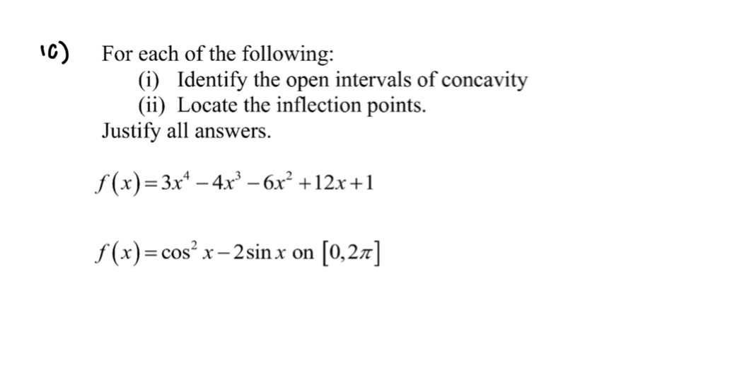 \\C) For each of the following: (1) Identify the
