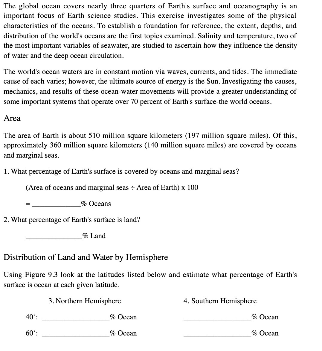 The global ocean covers nearly three quarters of