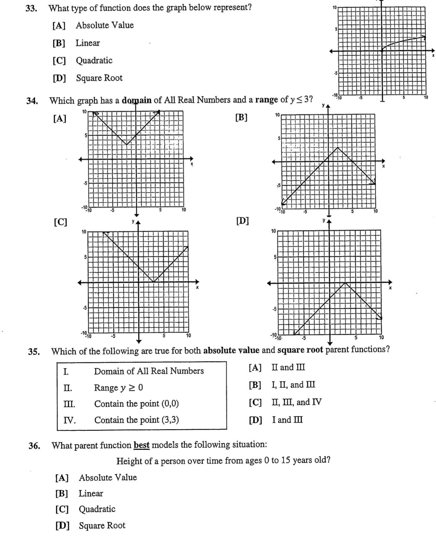 please solve 33. What type of function does the