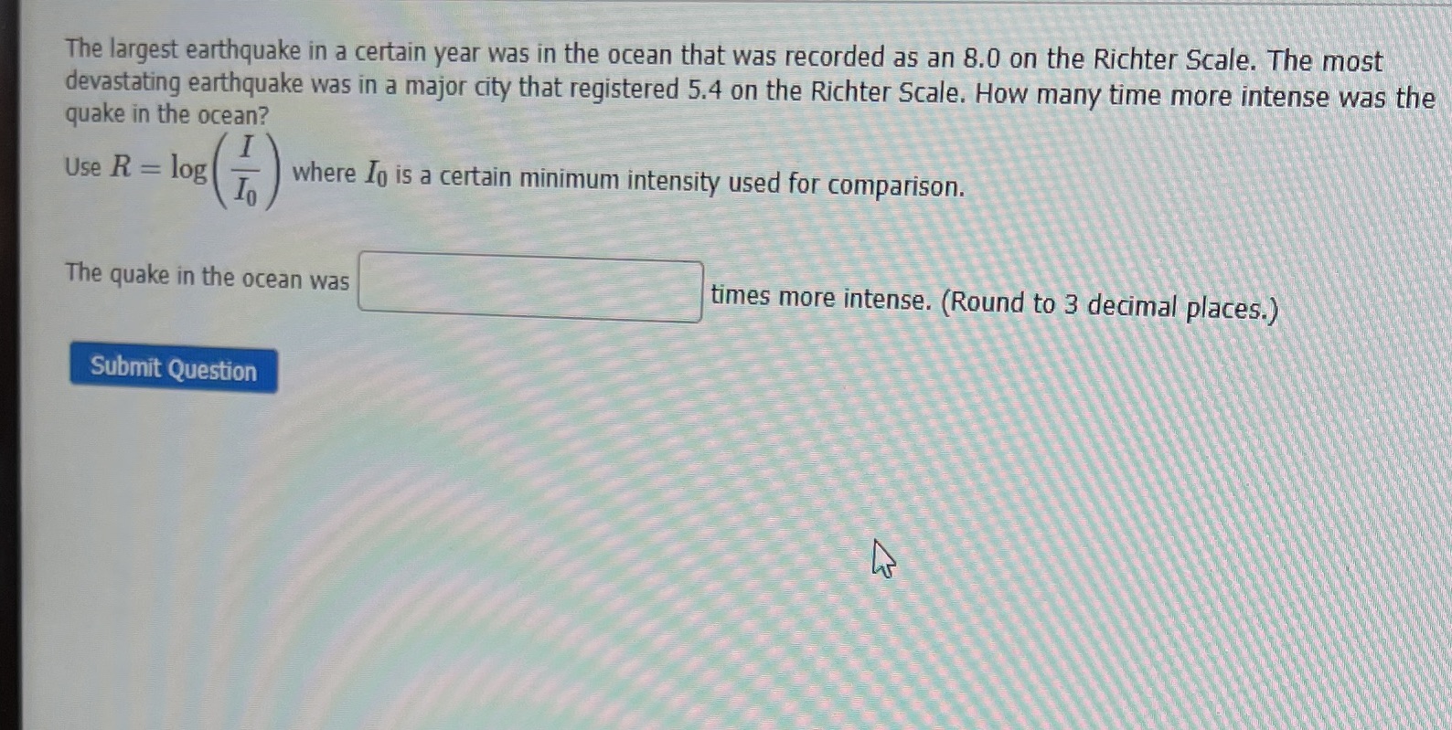 The largest earthquake in a certain year was in