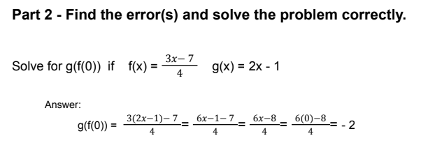 Part 2 - Find the error(s) and solve the problem