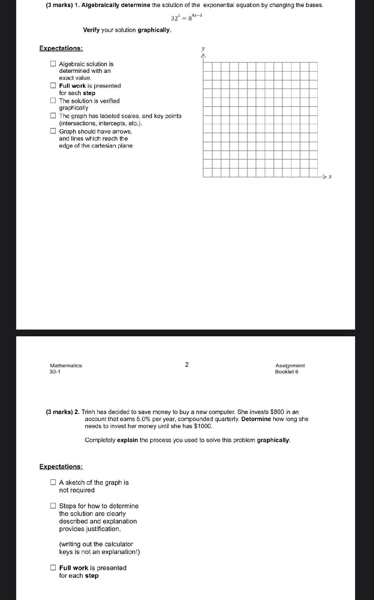 6.2 (3 marks) 1. Algebraically determine the