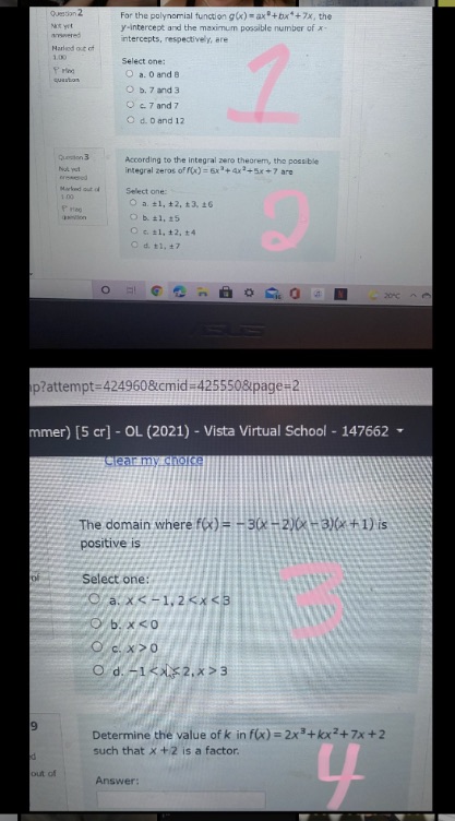 1,2,3,4 Quation 2 For the polynomial function