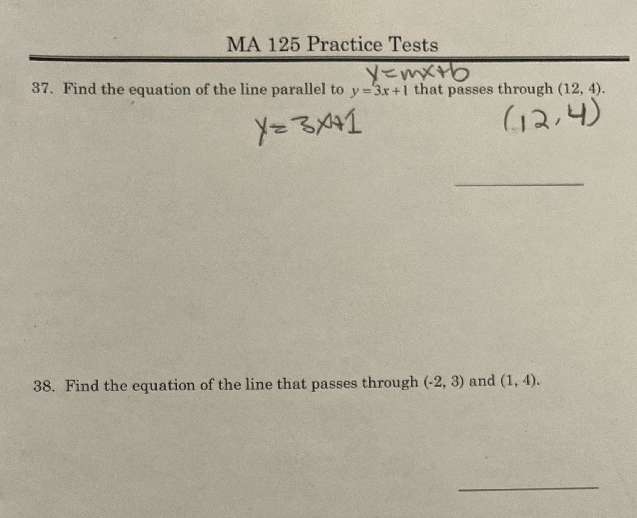 MA 125 Practice Tests yemxto 37. Find the