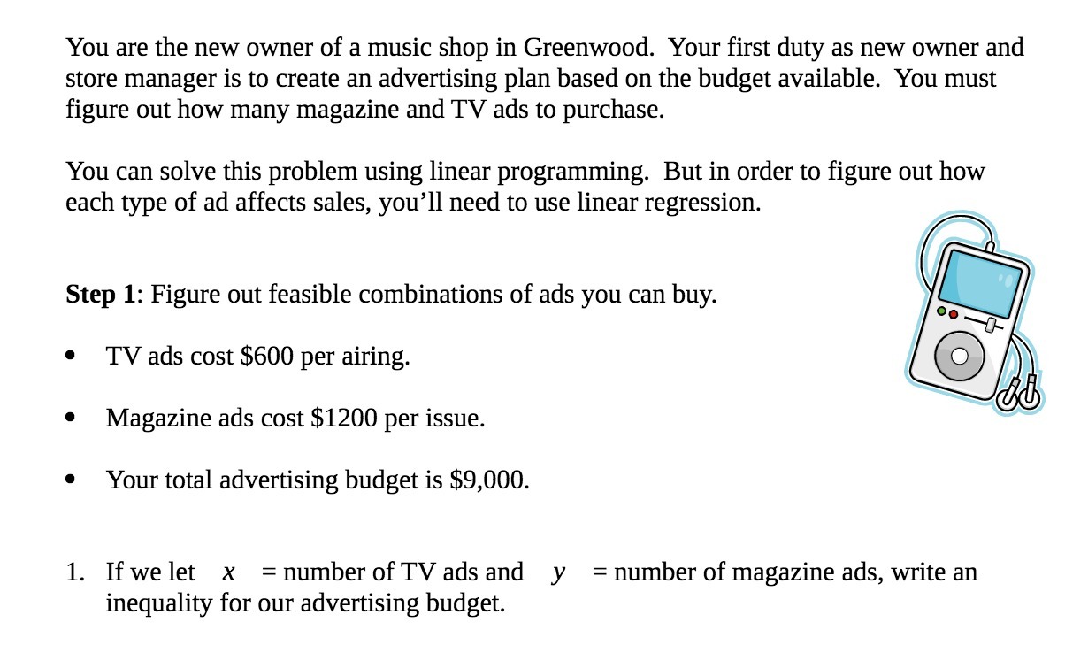 You are the new owner of a music shop in