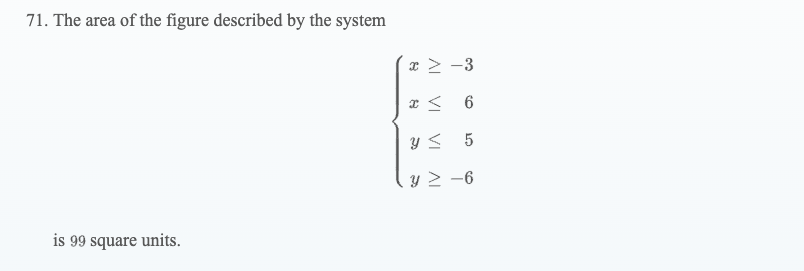 71. The area of the figure described by the