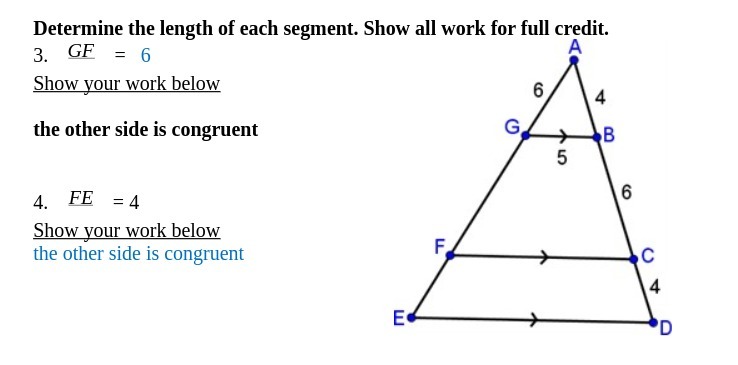 Determine the length of each segment. Show all