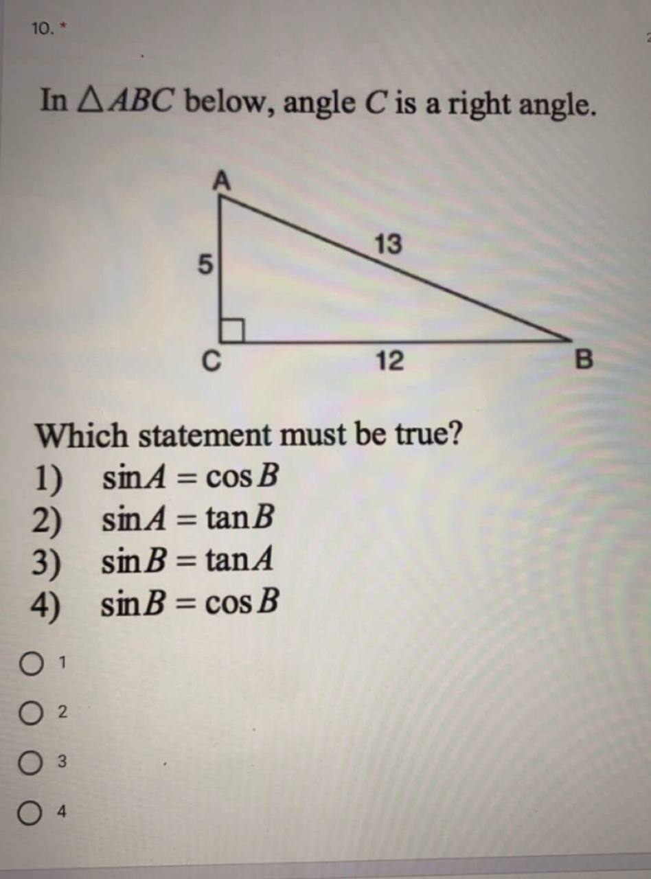 answer below 10. * In A ABC below, angle C is a