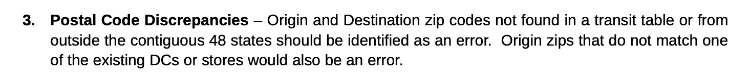 3. Postal Code Discrepancies Origin and