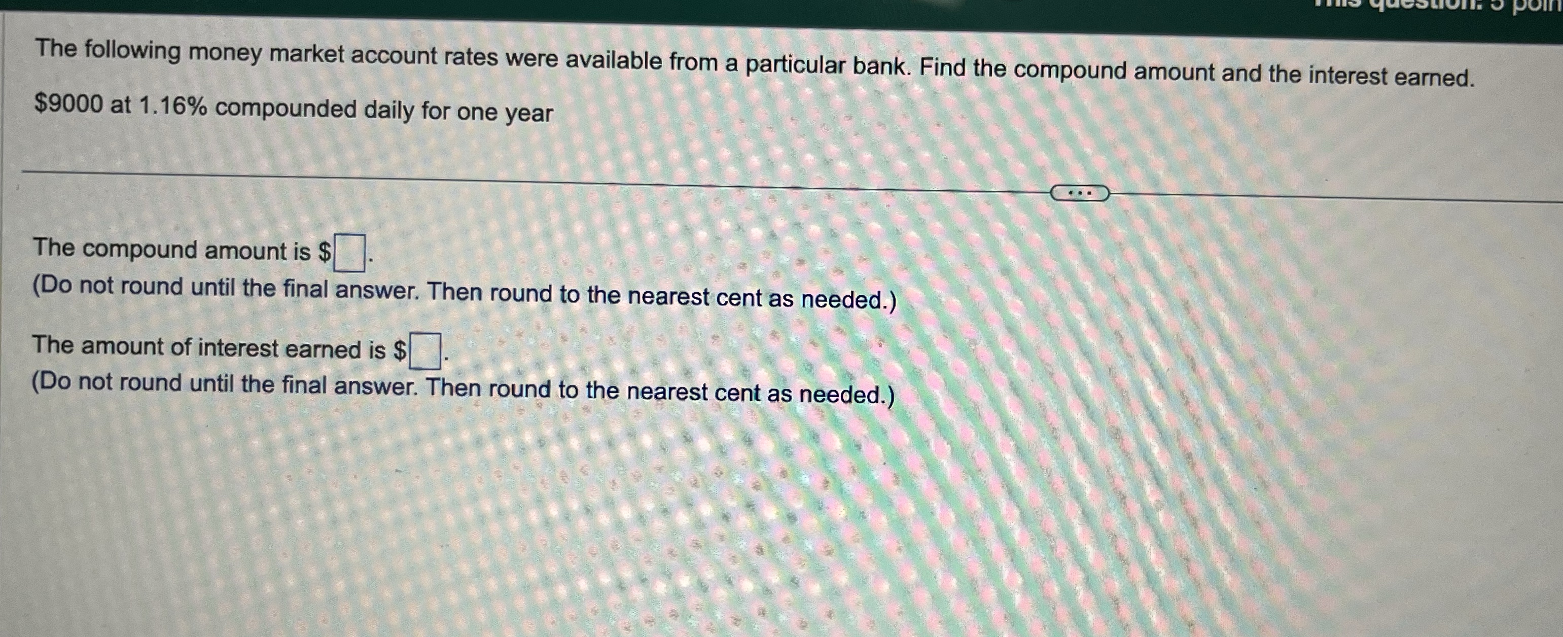 The following money market account rates were