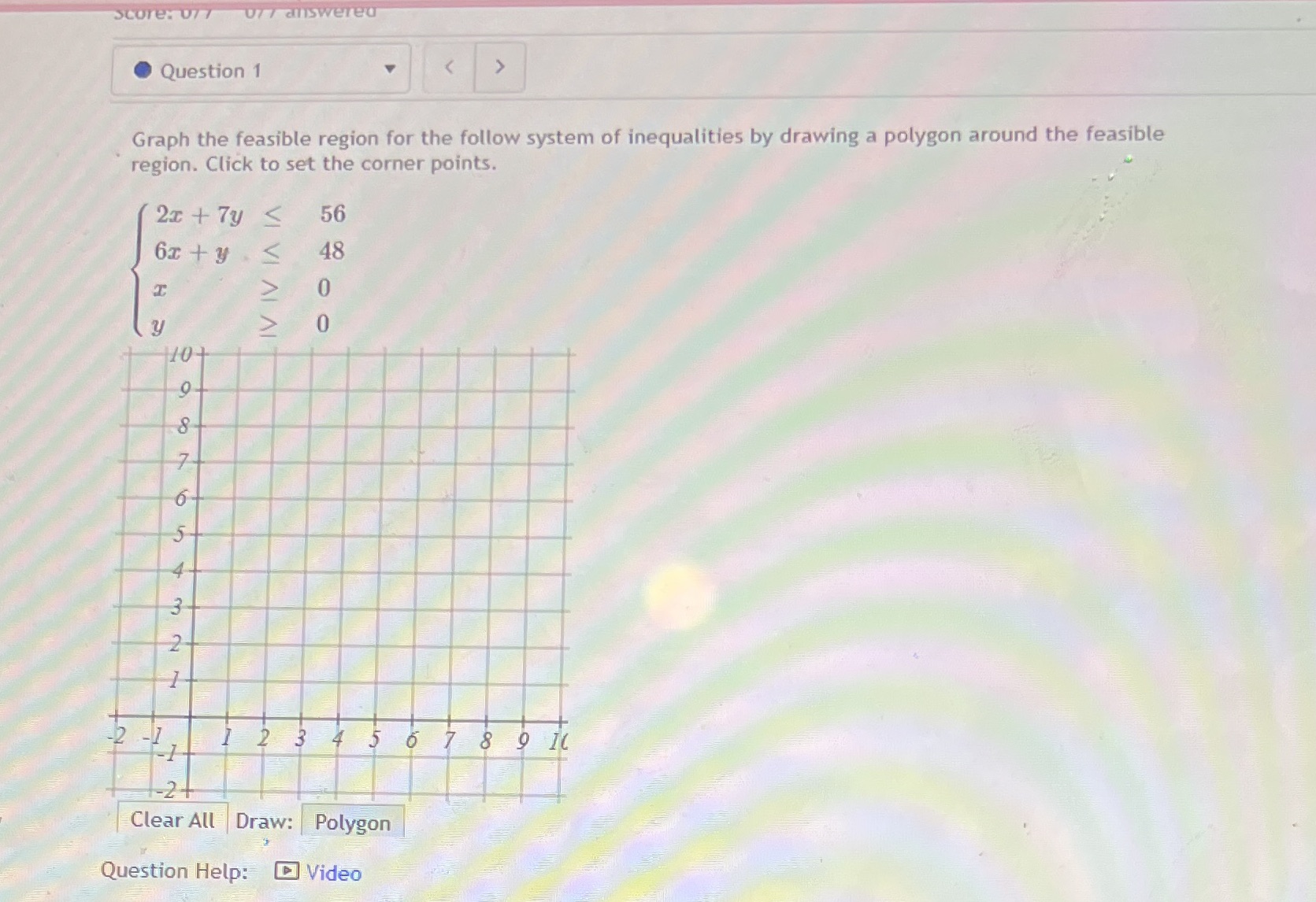 Score: 077 077 answered Question 1 Graph the