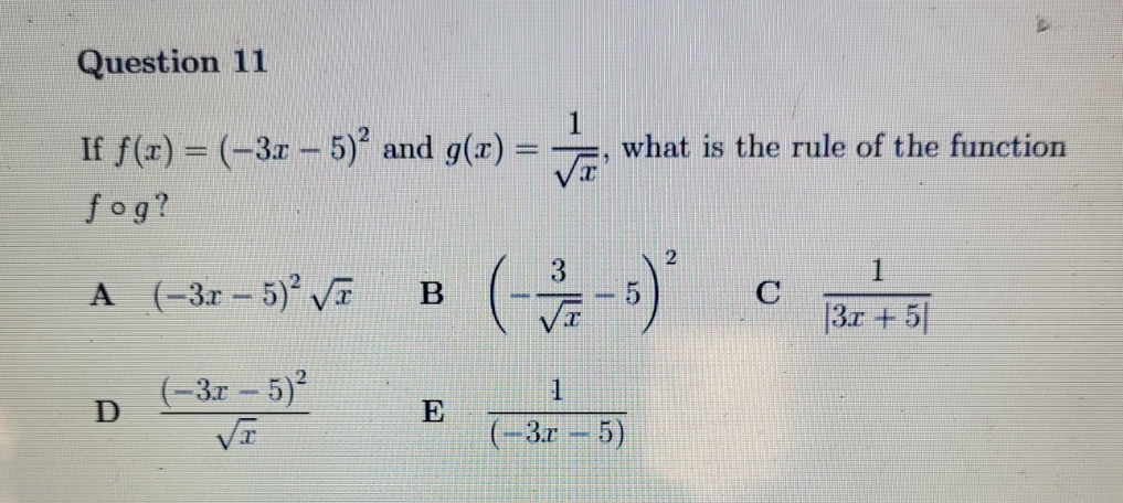 no extra detail Question 11 If f(x) = (-3x - 5)