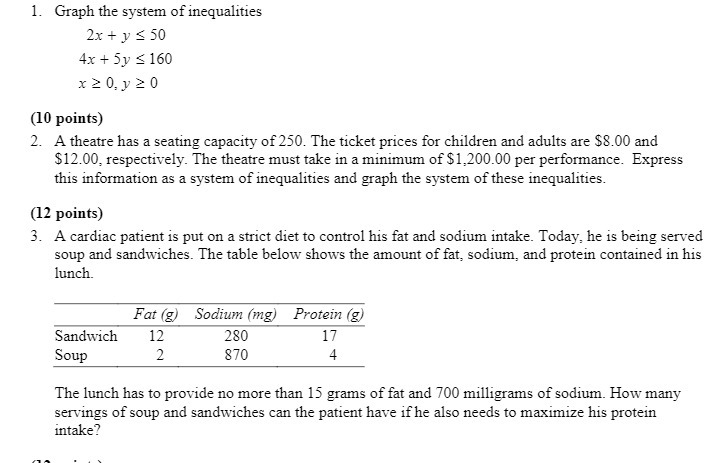 1. Graph the system of inequalities 2:1: + y 3 5G