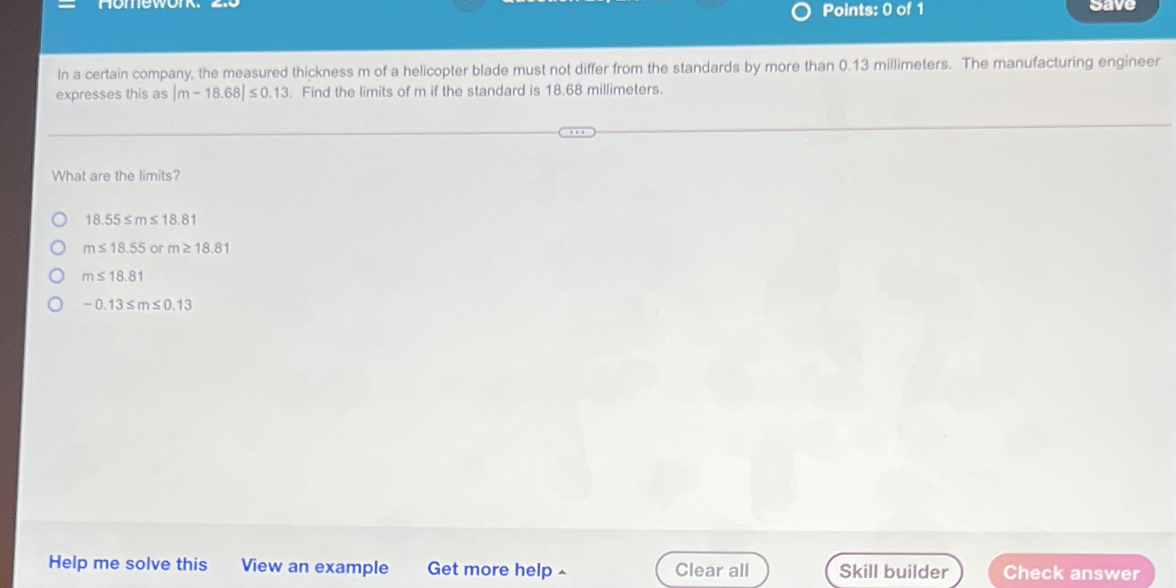 nomework. Points: 0 of 1 Save In a certain
