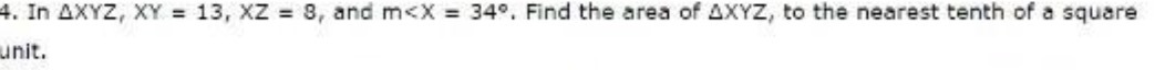 4. In AXYZ, XY = 13, XZ = 8, and m