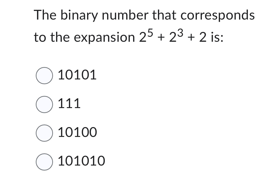 The binary number that corresponds to the