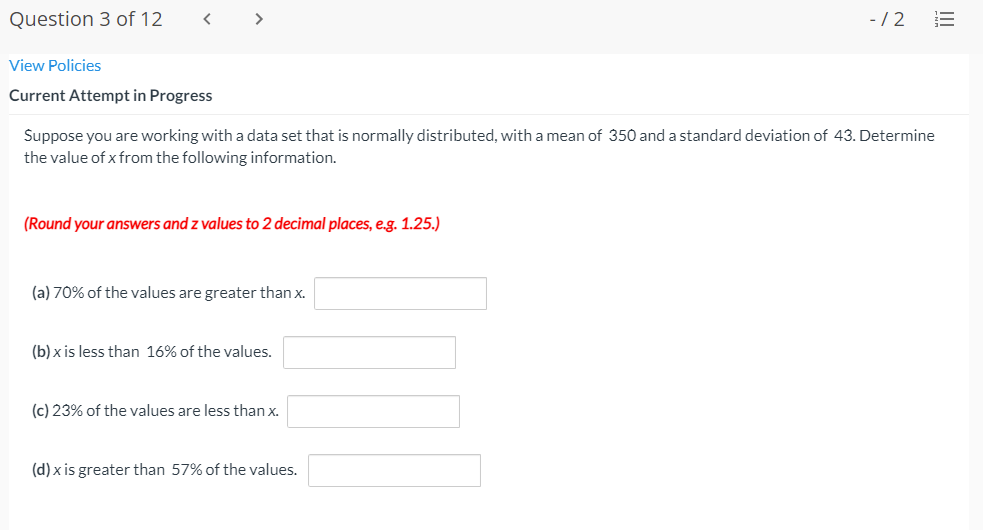 Question 3 of12 <  style=