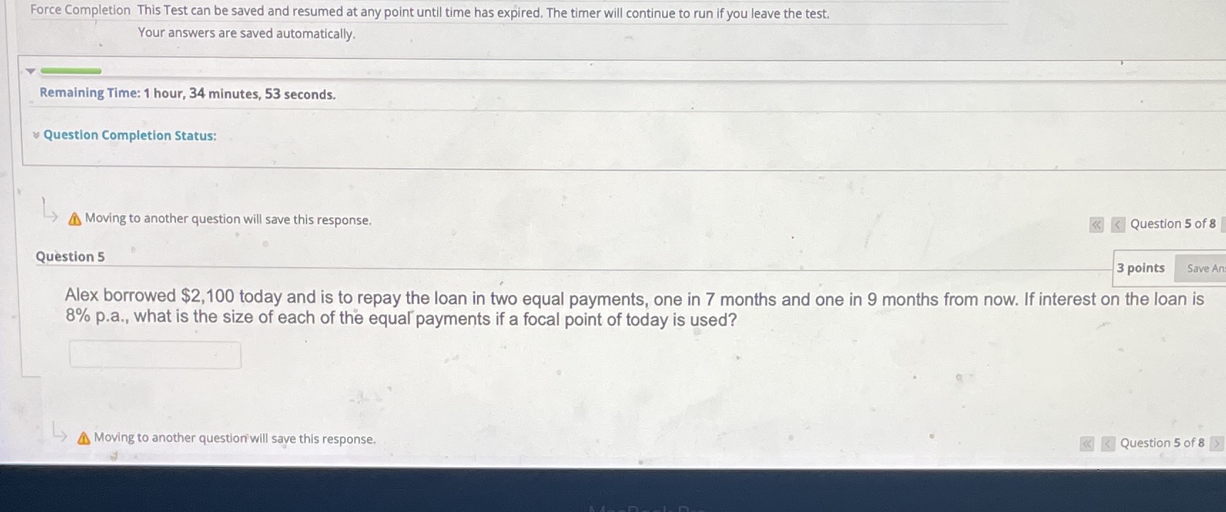 Force Completion This Test can be saved and