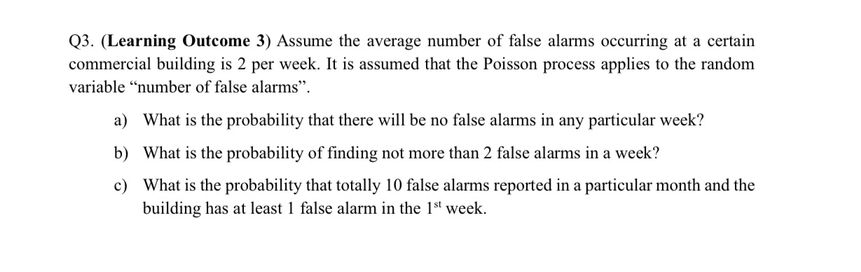 Q3. (Learning Outcome 3) Assume the average