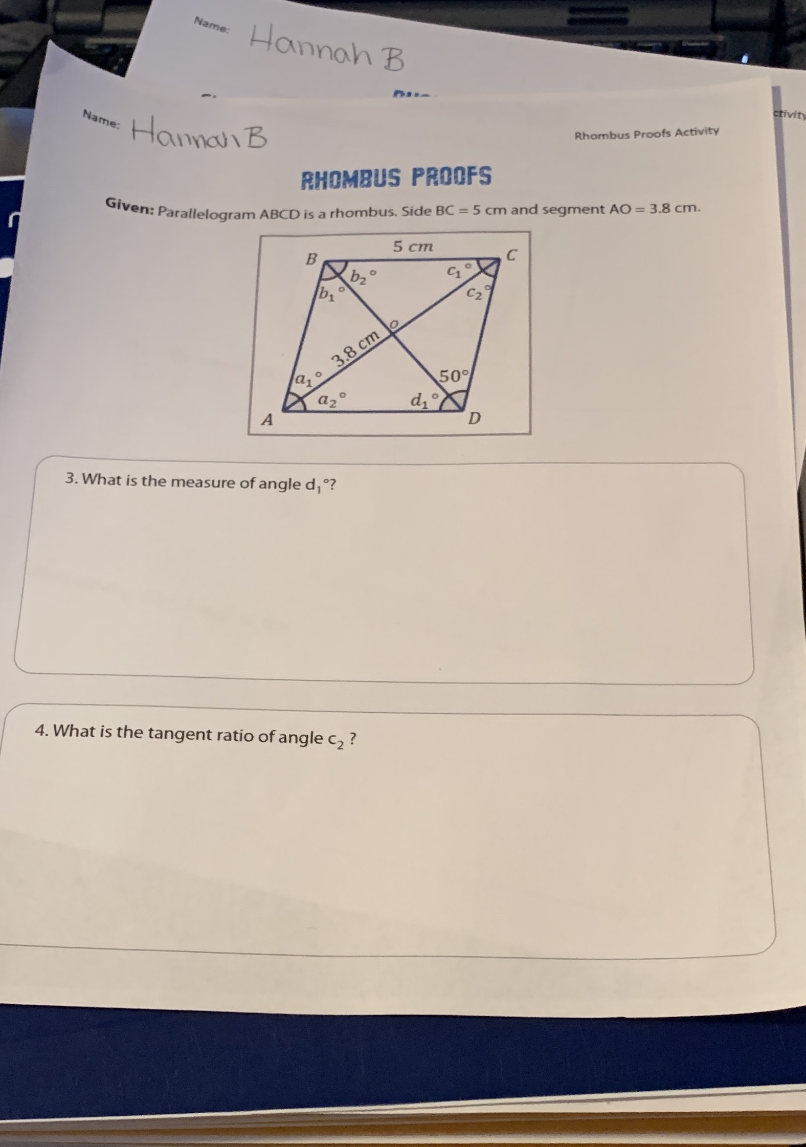 Help Name: Hannah B Name: Hannah B tivit Rhombus
