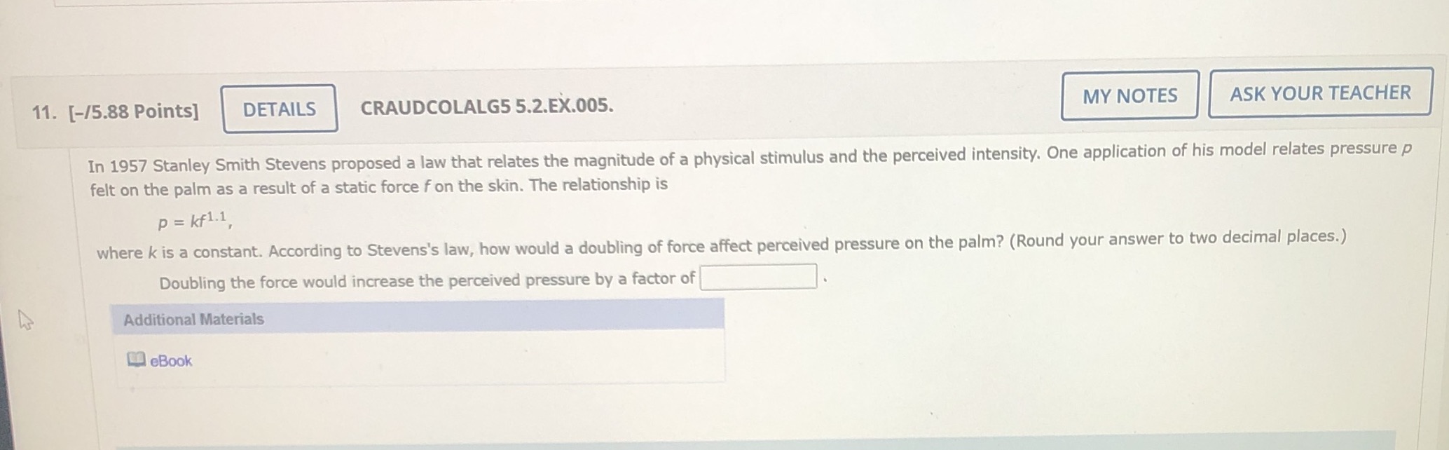 11. [-/5.88 Points] DETAILS CRAUDCOLALG5