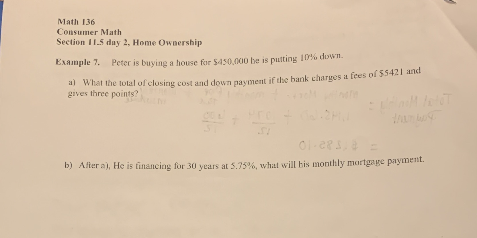 Math 136 Consumer Math Section 11.5 day 2, Home