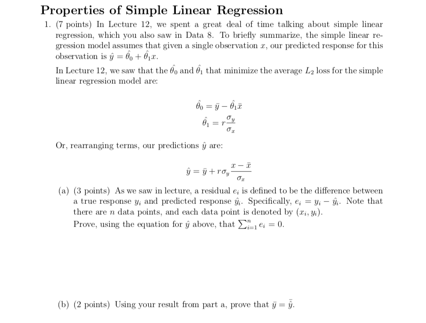 Properties of Simple Linear Regression 1. {7