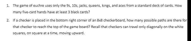 1. The game of euchre uses only the 9s, 10s,