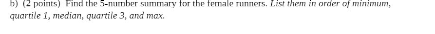 b) (2 points) Find the 5-number summary for the
