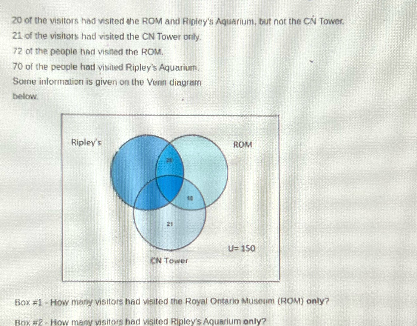 Math 20 of the visitors had visited the ROM and