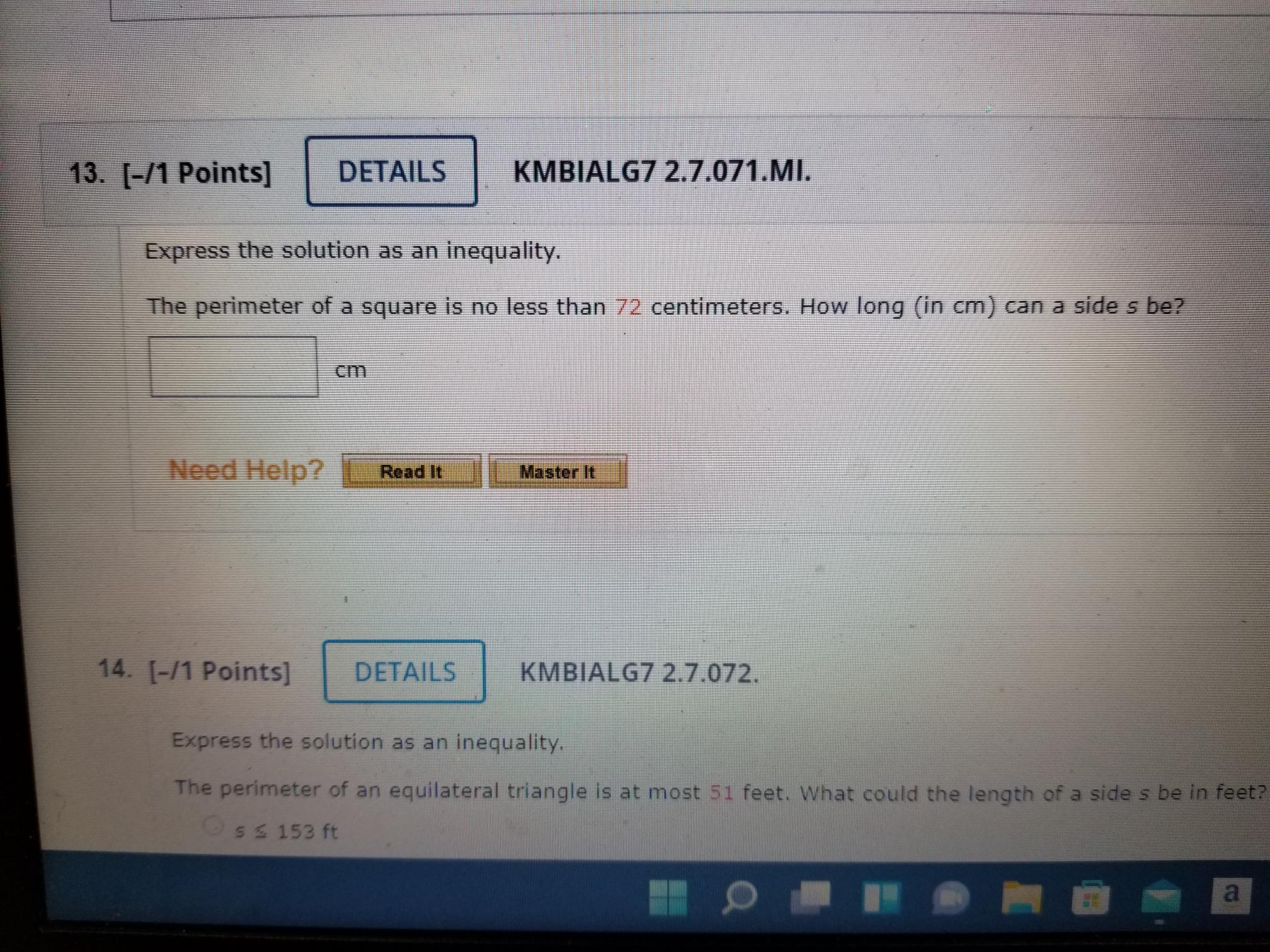 13. [-/1 Points] DETAILS KMBIALG7 2.7.071.MI.