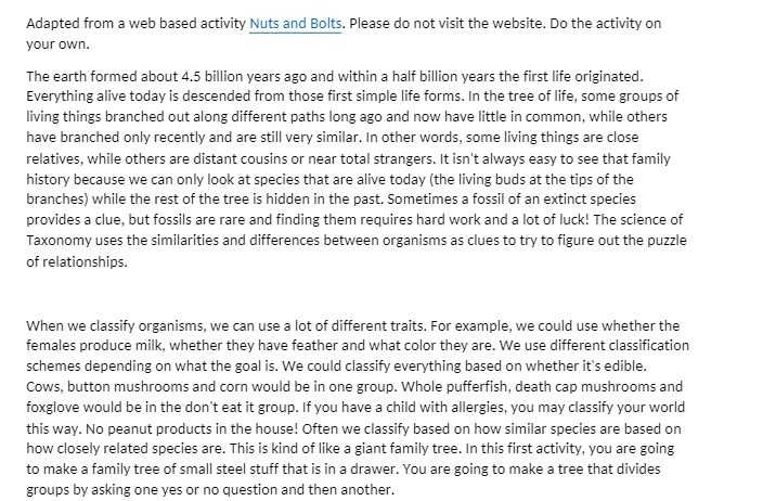 Adapted from a web based activity huts and