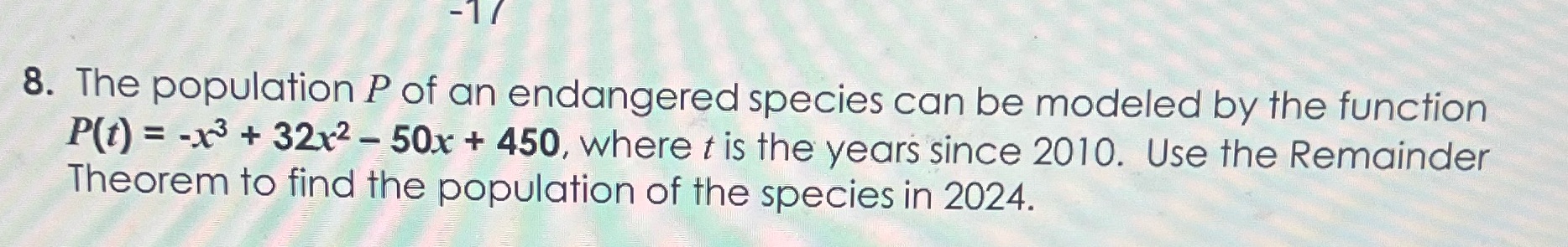 Solve this please - I 8. The population P of an