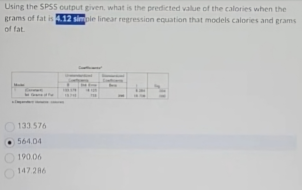 Using the SPSS output given. what is the